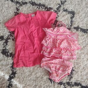 Carter's Baby Girl Pink Swimsuit & Cover Up 6M